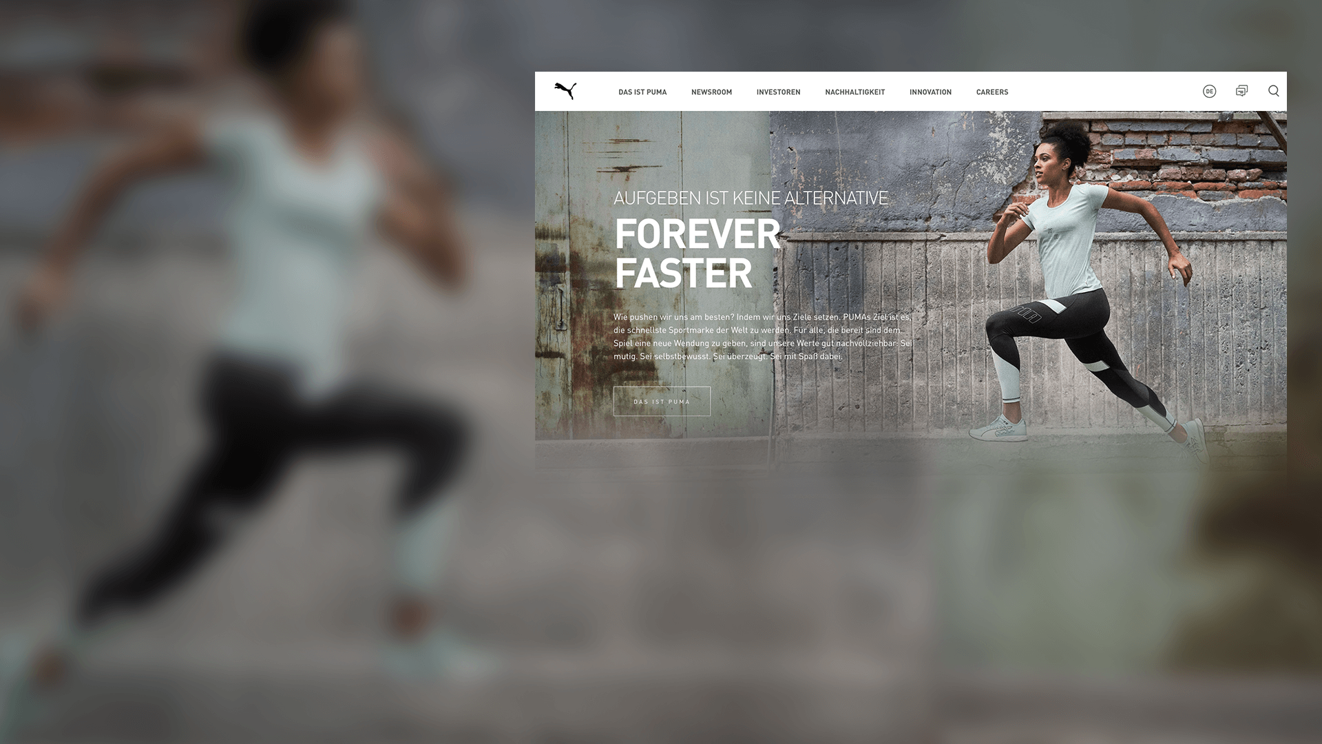 Joggende Frau auf PUMA Webseite